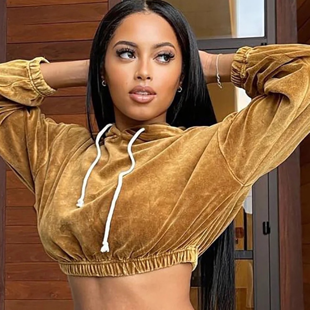 Stay In With Me Cropped Hoodie - Brown